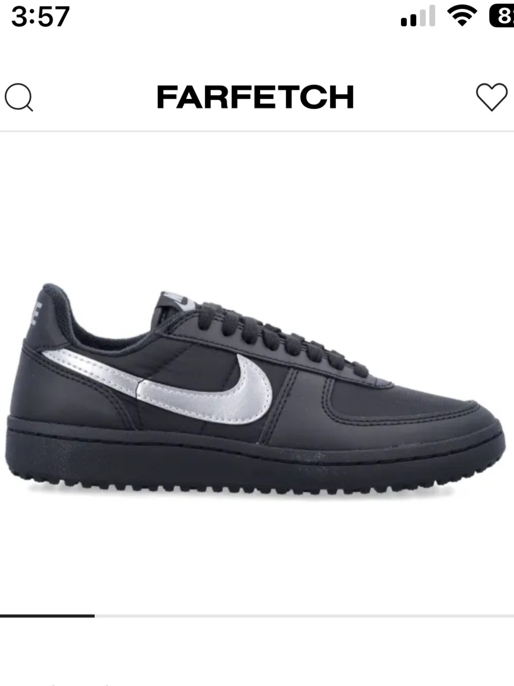 Nike Field General Sneakers in Black with Silver Swoosh - Picture 4 of 9